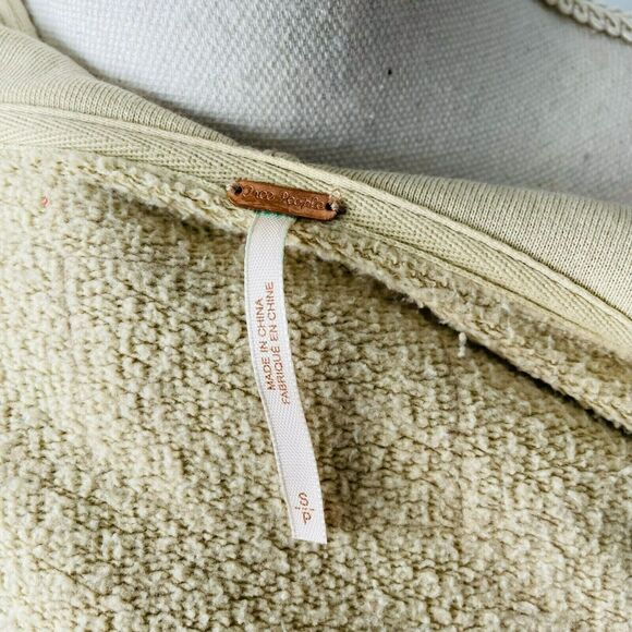 Free People Dreamers Cropped Knit Jacket Tea Tan Fleece Lined Size Small S Hood - Picture 6 of 10